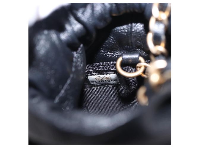 CHANEL Matelasse Chain Shoulder Pouch Lamb Skin Black Gold Tone CC Auth 196469M Nero - vista 12
