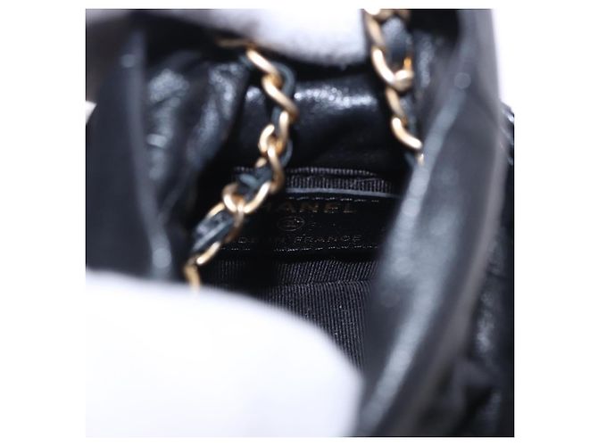 CHANEL Matelasse Chain Shoulder Pouch Lamb Skin Black Gold Tone CC Auth 196469M Nero - vista 18