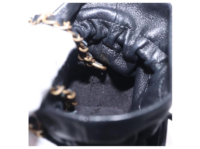 CHANEL Matelasse Chain Shoulder Pouch Lamb Skin Black Gold Tone CC Auth 196469M Nero - vista 19