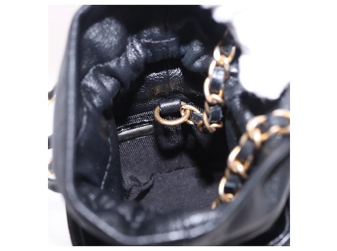 CHANEL Matelasse Chain Shoulder Pouch Lamb Skin Black Gold Tone CC Auth 196469M Nero - vista 20