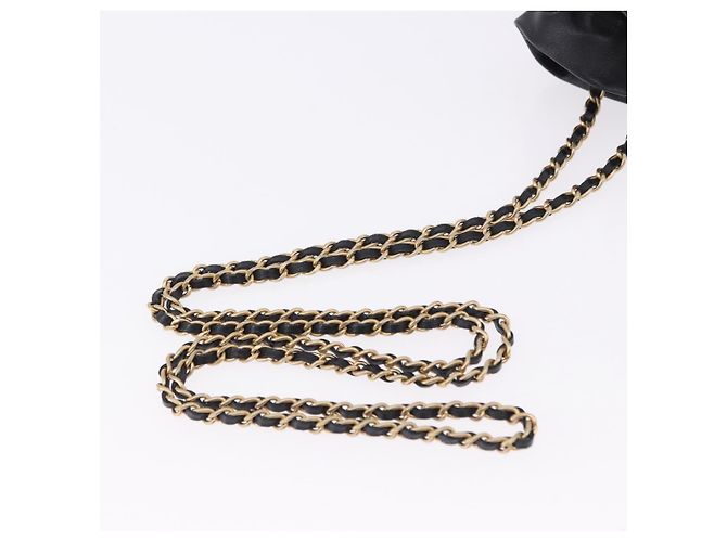 CHANEL Matelasse Chain Shoulder Pouch Lamb Skin Black Gold Tone CC Auth 196469M Nero - vista 7