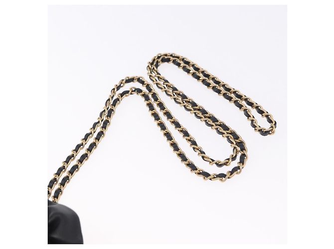 CHANEL Matelasse Chain Shoulder Pouch Lamb Skin Black Gold Tone CC Auth 196469M Nero - vista 8