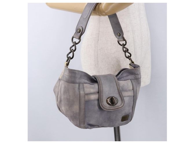 Borsa a Tracolla BURBERRY Pelle Grigia Tono Oro Auth 195354A Marrone - vista 22