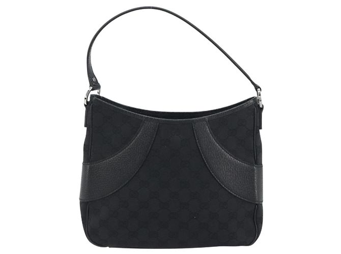Borsa a tracolla GUCCI GG Canvas Nero Argento 113012 Auth 195436V - vista 2