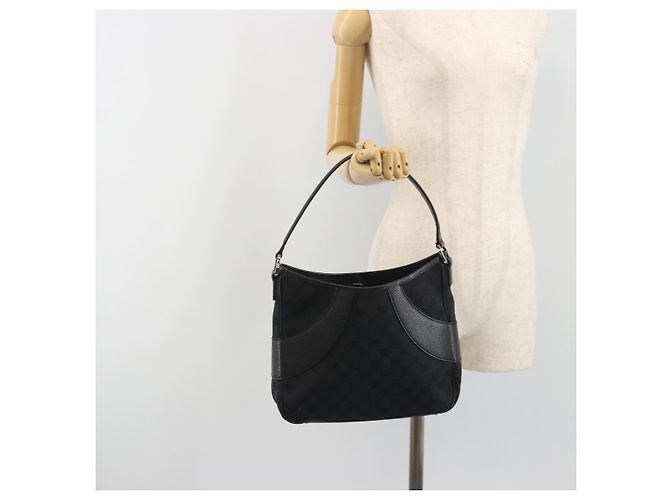 Borsa a tracolla GUCCI GG Canvas Nero Argento 113012 Auth 195436V - vista 22