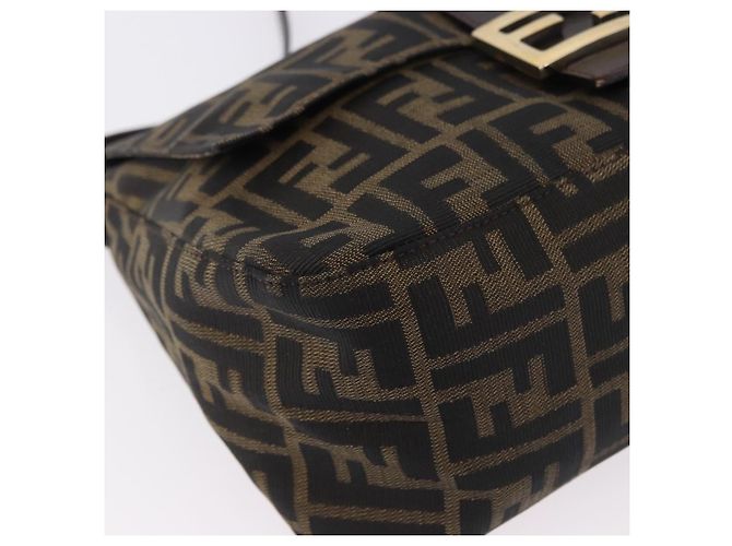 FENDI Zucca Canvas Mamma Baguette Shoulder Bag Brown Black Auth 196441V - view 14