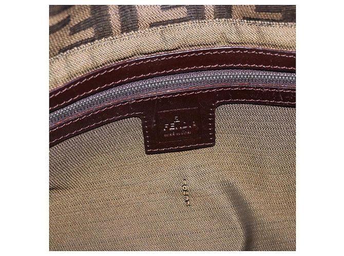 FENDI Zucca Canvas Mamma Baguette Shoulder Bag Brown Black Auth 196441V - view 18