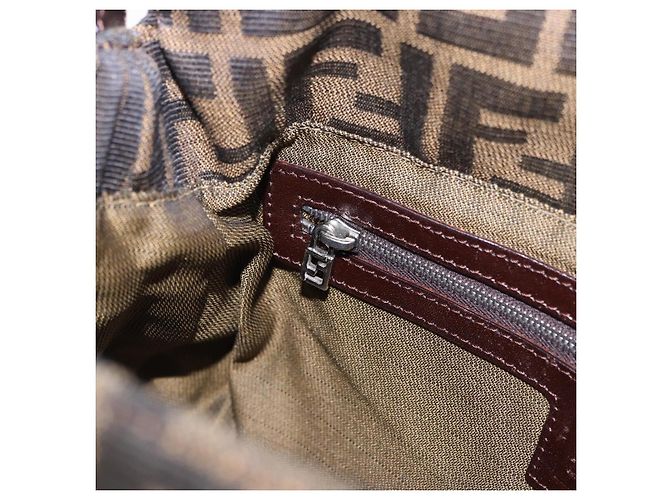 FENDI Zucca Canvas Mamma Baguette Shoulder Bag Brown Black Auth 196441V - view 21