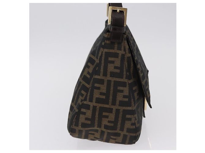 FENDI Zucca Canvas Mamma Baguette Shoulder Bag Brown Black Auth 196441V - view 3