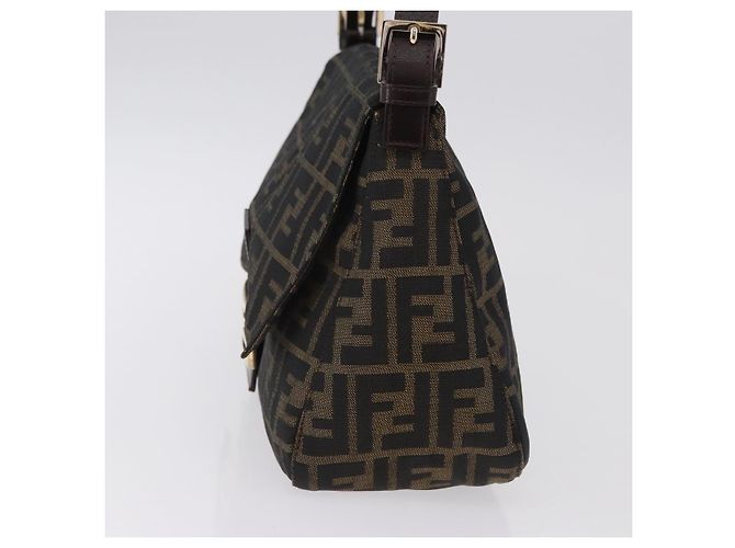 FENDI Zucca Canvas Mamma Baguette Shoulder Bag Brown Black Auth 196441V - view 4