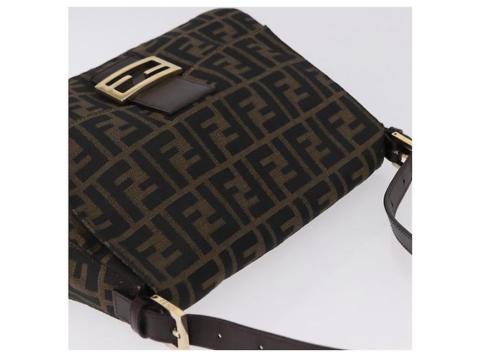 FENDI Zucca Canvas Mamma Baguette Shoulder Bag Brown Black Auth 196441V - view 6