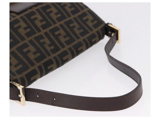 FENDI Zucca Canvas Mamma Baguette Shoulder Bag Brown Black Auth 196441V - view 7