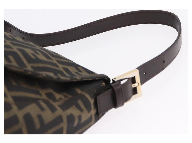 FENDI Zucca Canvas Mamma Baguette Shoulder Bag Brown Black Auth 196441V - view 8