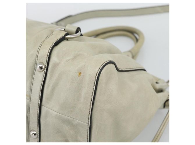 Borsa a mano Miu Miu in pelle 2way Beige Silver Auth bs36777V Argento - vista 10