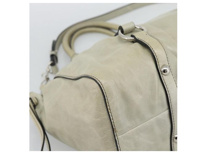 Borsa a mano Miu Miu in pelle 2way Beige Silver Auth bs36777V Argento - vista 15
