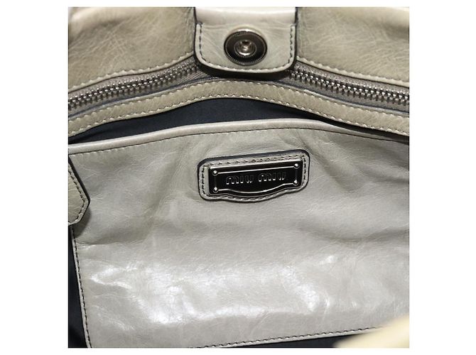 Borsa a mano Miu Miu in pelle 2way Beige Silver Auth bs36777V Argento - vista 18