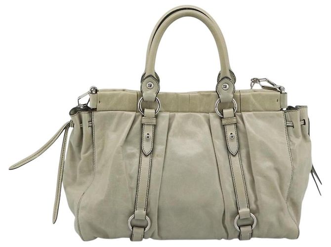 Borsa a mano Miu Miu in pelle 2way Beige Silver Auth bs36777V Argento - vista 2