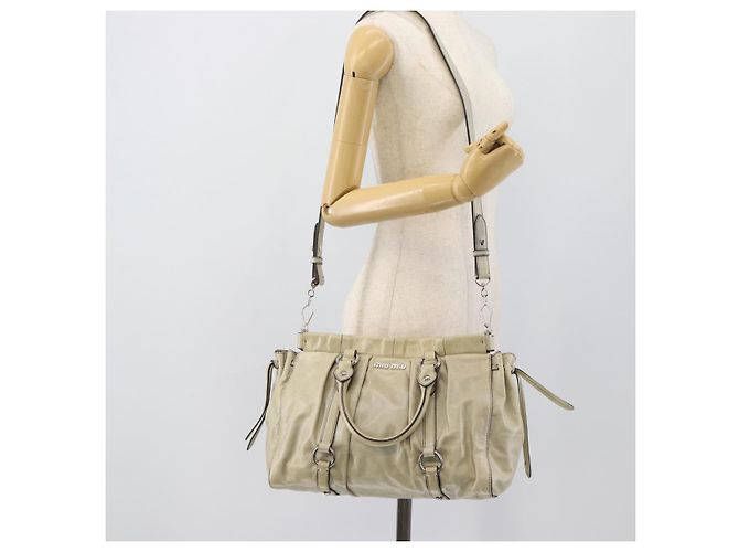Borsa a mano Miu Miu in pelle 2way Beige Silver Auth bs36777V Argento - vista 24