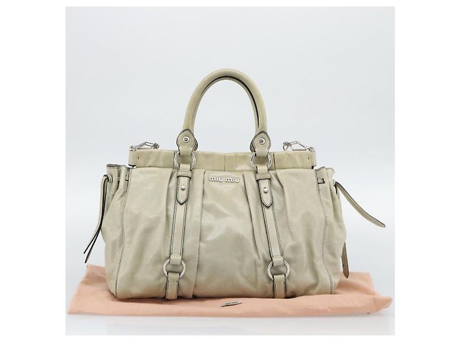 Borsa a mano Miu Miu in pelle 2way Beige Silver Auth bs36777V Argento - vista 25