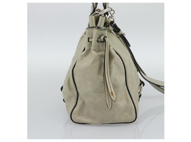 Borsa a mano Miu Miu in pelle 2way Beige Silver Auth bs36777V Argento - vista 3