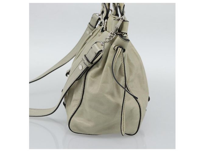 Borsa a mano Miu Miu in pelle 2way Beige Silver Auth bs36777V Argento - vista 4