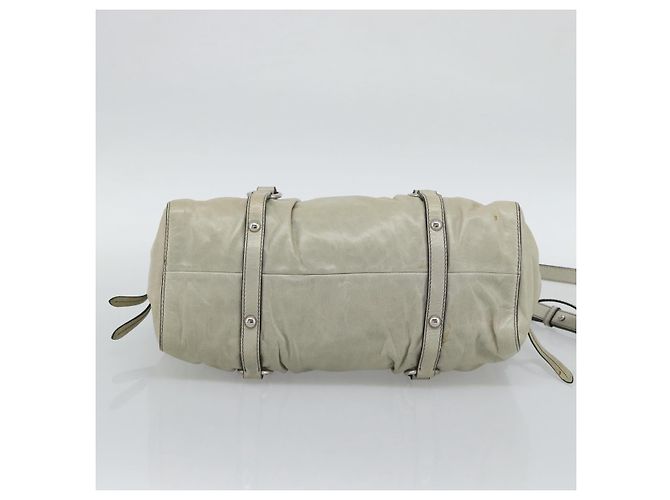 Borsa a mano Miu Miu in pelle 2way Beige Silver Auth bs36777V Argento - vista 5