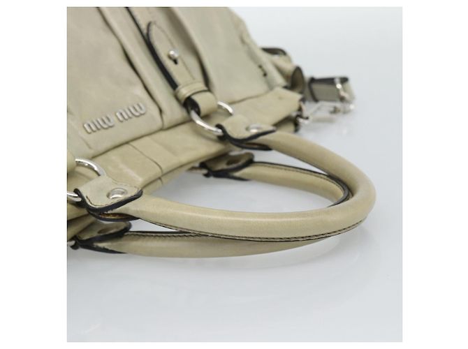 Borsa a mano Miu Miu in pelle 2way Beige Silver Auth bs36777V Argento - vista 7
