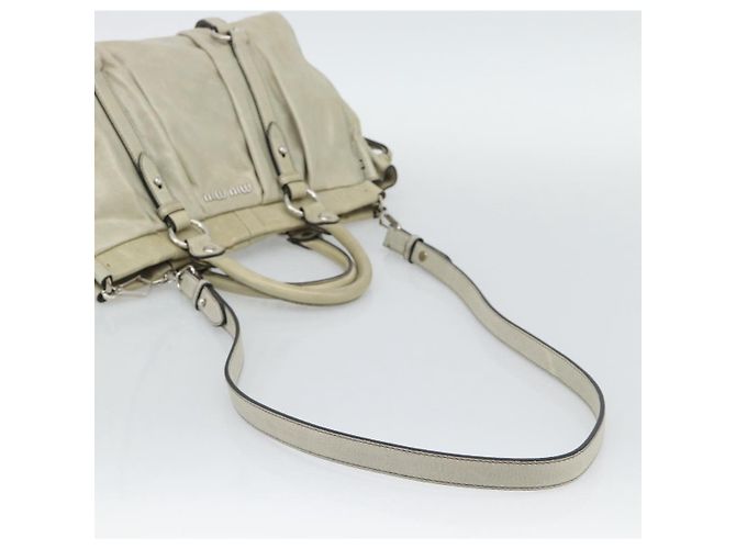 Borsa a mano Miu Miu in pelle 2way Beige Silver Auth bs36777V Argento - vista 9