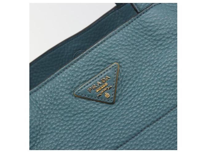 PRADA Tote Bag aus Leder hellblau goldfarben Auth 195376V - vista 17