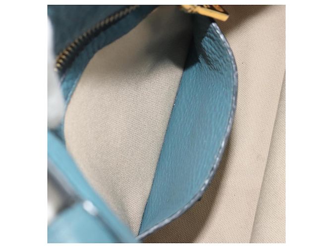 PRADA Tote Bag aus Leder hellblau goldfarben Auth 195376V - vista 23