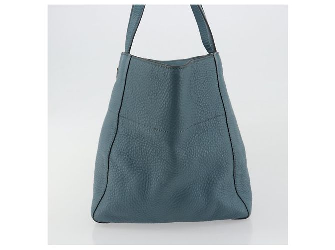 PRADA Tote Bag aus Leder hellblau goldfarben Auth 195376V - vista 3