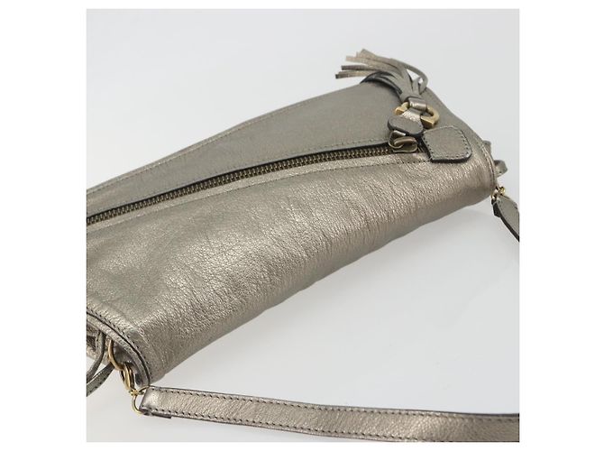 Borsa a tracolla Salvatore Ferragamo Gancini in pelle Argento Oro Auth 196304A D'oro - vista 6