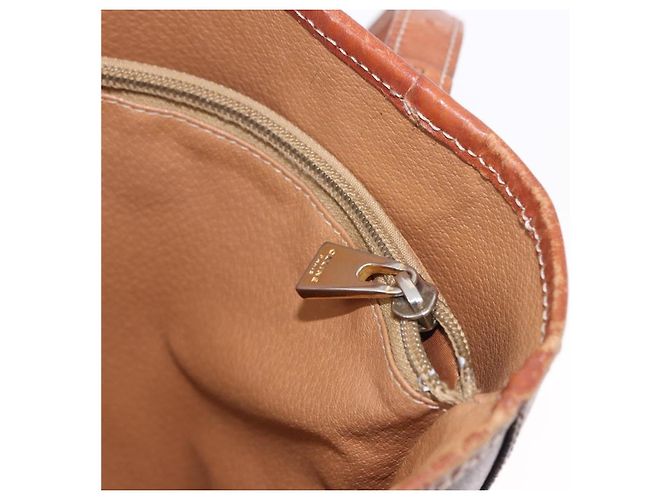 Céline Borsa a mano CELINE Macadam Canvas PVC Leather Brown Gold Auth 195700 Marrone D'oro - vista 24