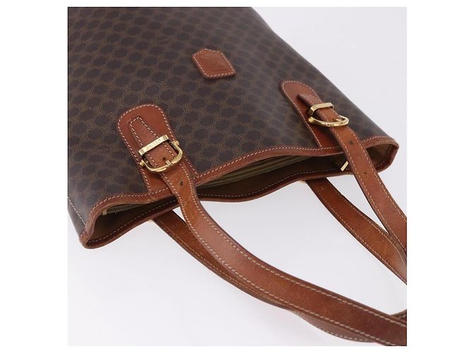Céline Borsa a mano CELINE Macadam Canvas PVC Leather Brown Gold Auth 195700 Marrone D'oro - vista 6