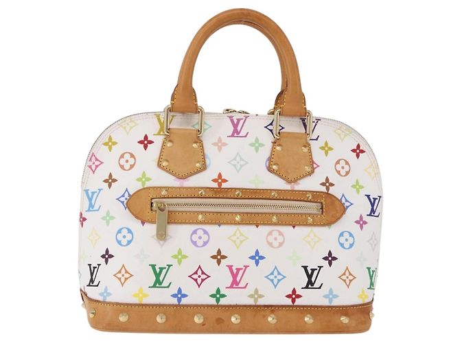 Borsa a mano LOUIS VUITTON Monogram Multicolor Alma White M92647 LV Auth ka5645V Bianco - vista 13