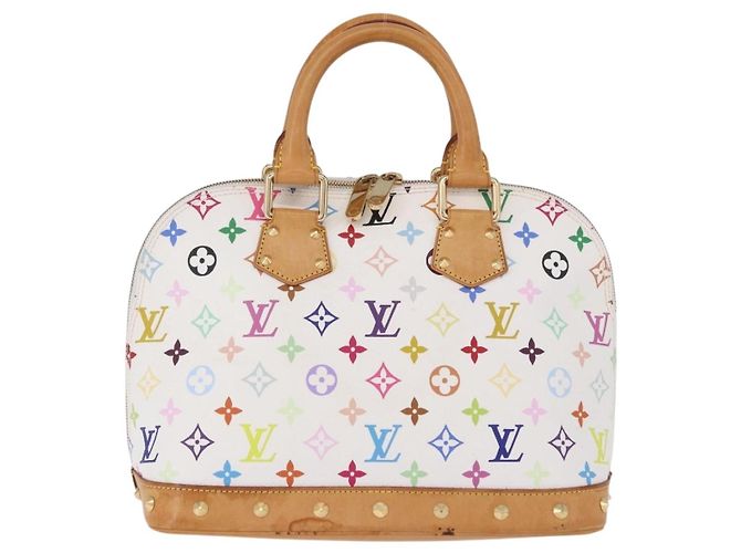 Borsa a mano LOUIS VUITTON Monogram Multicolor Alma White M92647 LV Auth ka5645V Bianco - vista 2