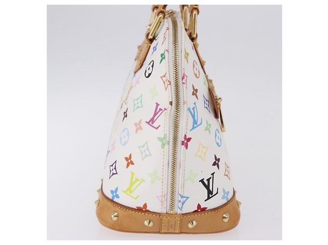 Borsa a mano LOUIS VUITTON Monogram Multicolor Alma White M92647 LV Auth ka5645V Bianco - vista 5