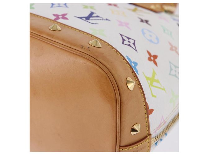 Borsa a mano LOUIS VUITTON Monogram Multicolor Alma White M92647 LV Auth ka5645V Bianco - vista 9