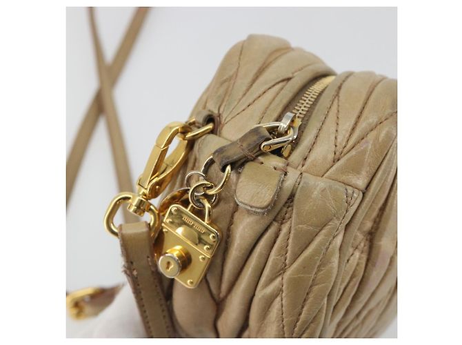 Miu Miu Matelassé Schultertasche aus Leder Beige Gold authentisch 193336 Golden - Ansicht 10