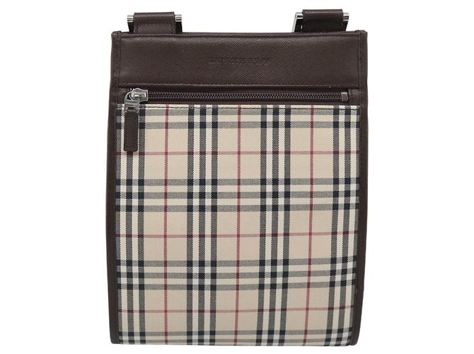 Borsa a tracolla BURBERRY Nova Check Canvas Beige Silver Auth 196121 Argento - vista 13