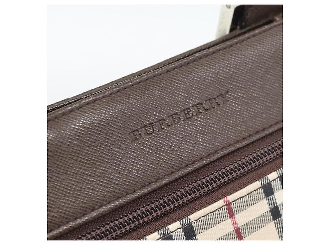 Borsa a tracolla BURBERRY Nova Check Canvas Beige Silver Auth 196121 Argento - vista 17