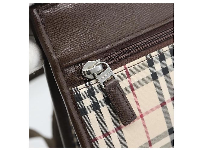 Borsa a tracolla BURBERRY Nova Check Canvas Beige Silver Auth 196121 Argento - vista 18