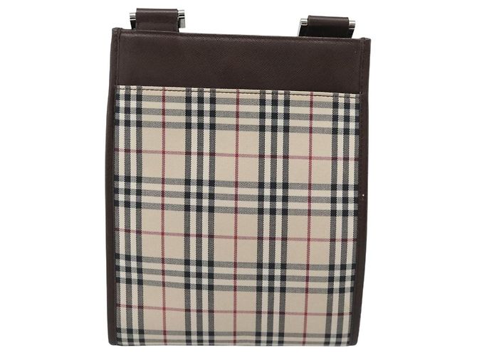 Borsa a tracolla BURBERRY Nova Check Canvas Beige Silver Auth 196121 Argento - vista 2
