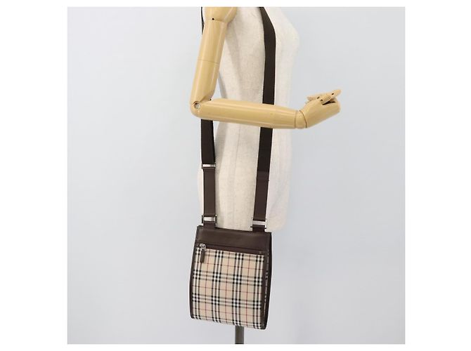 Borsa a tracolla BURBERRY Nova Check Canvas Beige Silver Auth 196121 Argento - vista 24