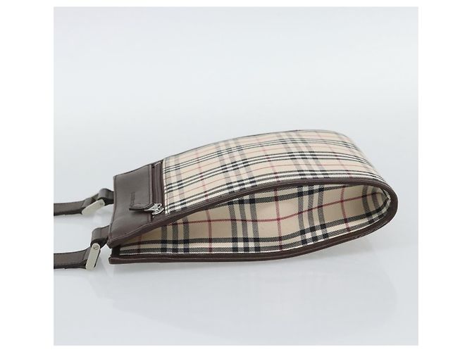 Borsa a tracolla BURBERRY Nova Check Canvas Beige Silver Auth 196121 Argento - vista 3