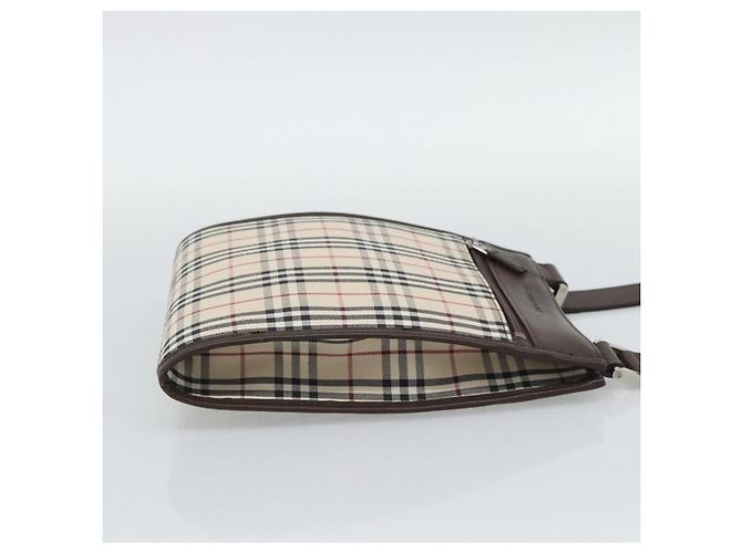 Borsa a tracolla BURBERRY Nova Check Canvas Beige Silver Auth 196121 Argento - vista 4