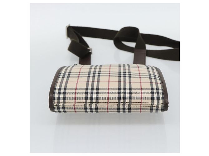 Borsa a tracolla BURBERRY Nova Check Canvas Beige Silver Auth 196121 Argento - vista 5