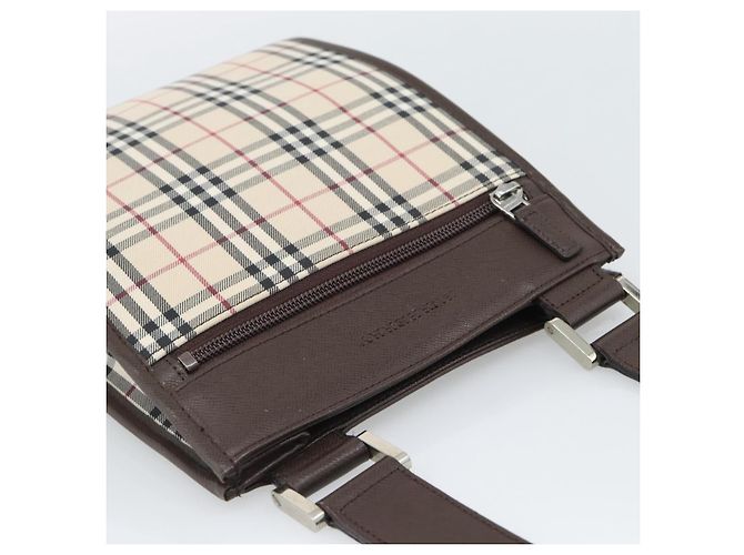 Borsa a tracolla BURBERRY Nova Check Canvas Beige Silver Auth 196121 Argento - vista 6