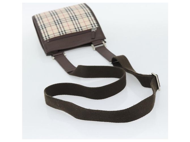Borsa a tracolla BURBERRY Nova Check Canvas Beige Silver Auth 196121 Argento - vista 7