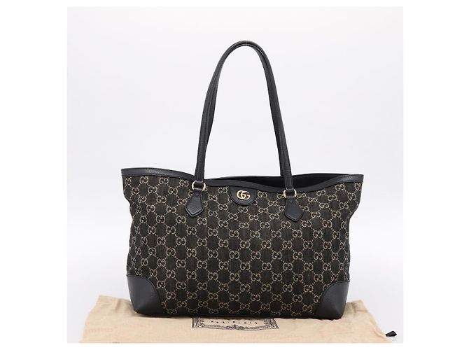 Borsa Tote GUCCI GG Supreme Nero Oro 631685 Auth ka5593M D'oro - vista 12